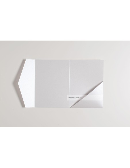 Partecipazione pocketfold con tasca diagonale 125x175 mm colore perla