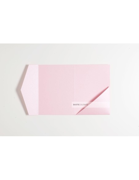 Partecipazione pocketfold con tasca diagonale 125x175 mm colore rosa