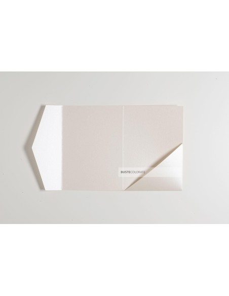 Partecipazione pocketfold con tasca diagonale 125x175 mm colore avorio brillante