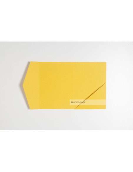 Partecipazione pocketfold con tasca diagonale 125x175 mm colore giallo ocra