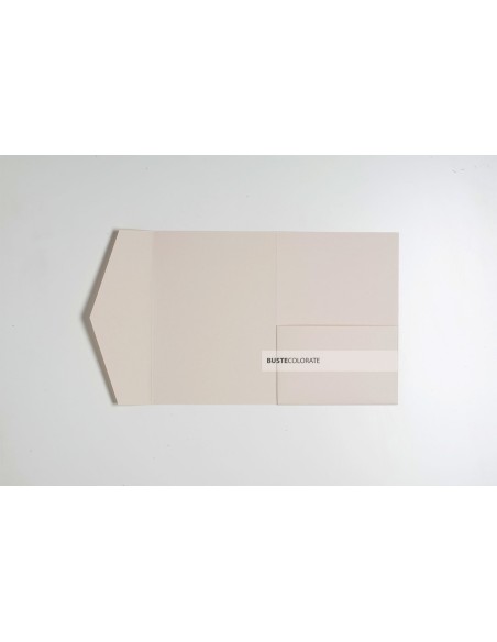 Partecipazione pocketfold con tasca laterale 125x175 mm colore sabbia