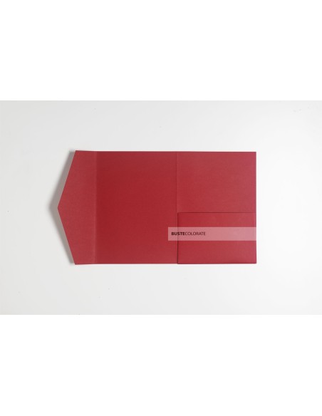Partecipazione pocketfold con tasca laterale 125x175 mm colore rosso ciliegia