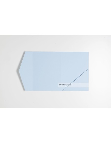 Partecipazione pocketfold con tasca diagonale 125x175 mm colore celeste