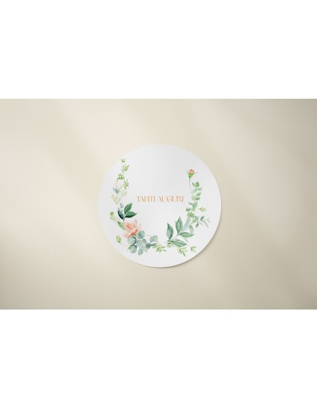 adesivo floreale rotondo per regali e bomboniere
