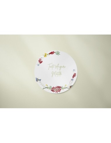 adesivo personalizzato rotondo floreale