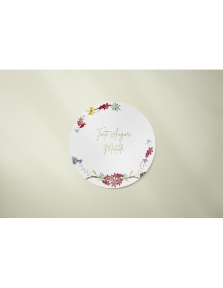 adesivo personalizzato rotondo floreale