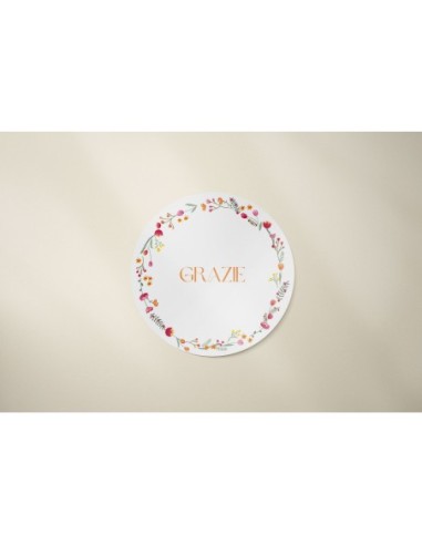 sticker floreale rotondo grazie per bomboniere