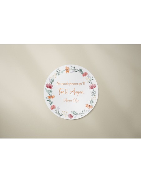 adesivo romantico floreale rotondo