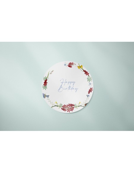 Sticker Floreale Rotondo per Compleanno e Feste