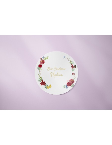 Adesivo Floreale Elegante per Compleanno