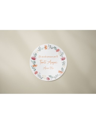 Adesivo Floreale Romantico Rotondo per Regali