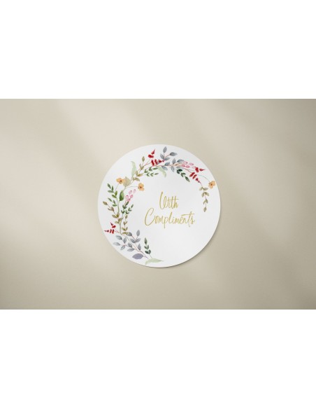 Sticker Floreale Rotondo per Packaging Elegante