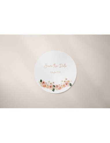 Adesivo Save The Date Floreale Rosa per Matrimonio