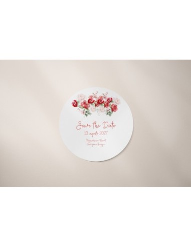 Sticker Save The Date Floreale Rosso Matrimonio