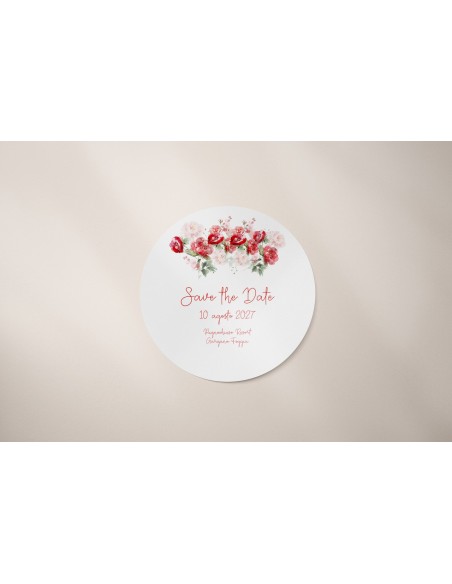 Sticker Save The Date Floreale Rosso Matrimonio