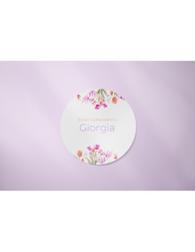 Adesivo Floreale Rosa Elegante Rotondo