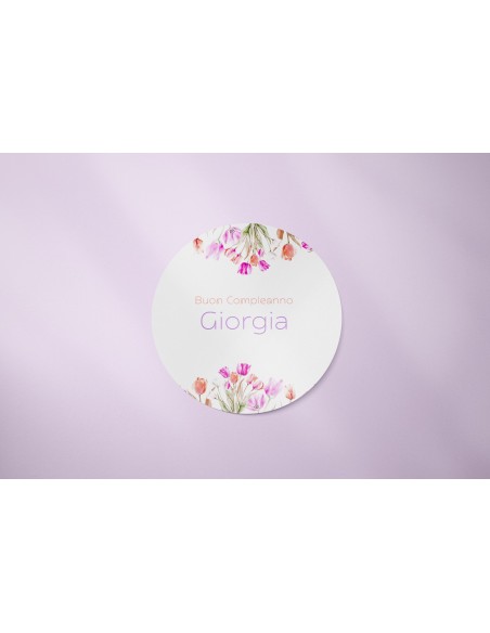 Adesivo Floreale Rosa Elegante Rotondo