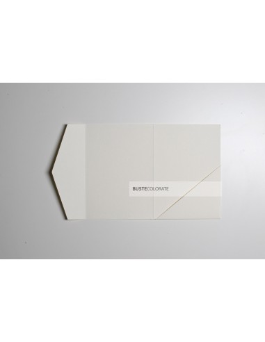 Partecipazione pocketfold con tasca diagonale 125x175 mm colore avorio marcato