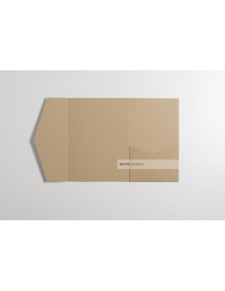 Busta pocketfold con tasca laterale 135x185 mm colore Kraft