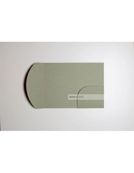 Busta con tasca ad arco misura 135x185 mm colore verde salvia
