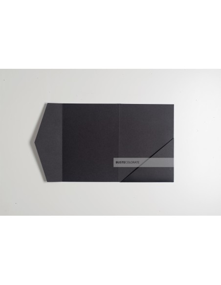 Partecipazione pocketfold con tasca diagonale 125x175 mm colore nero