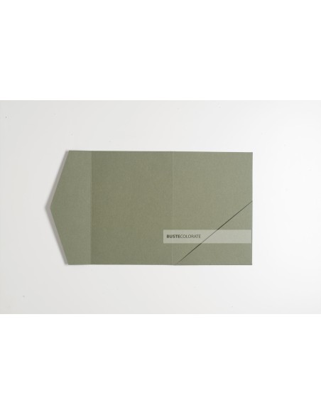 Partecipazione Stile Country con tasca laterale 125x175 mm colore verde oliva