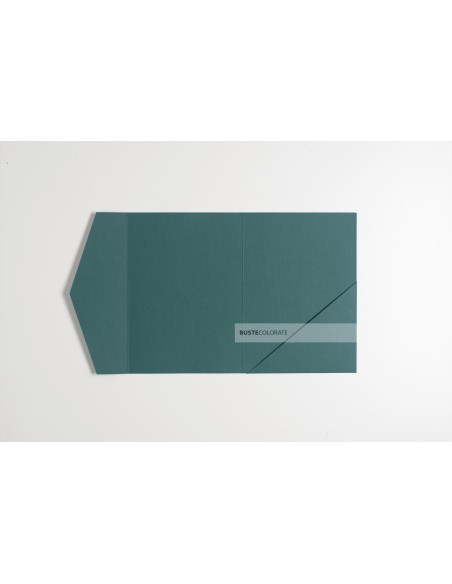 Partecipazione pocketfold con tasca diagonale 125x175 mm colore verde foresta