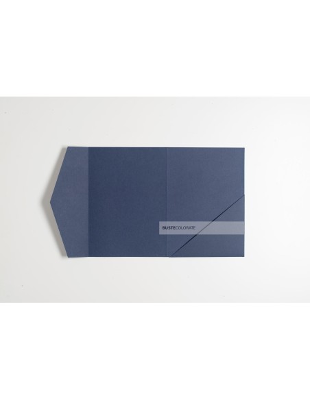 Partecipazione pocketfold con tasca diagonale 125x175 mm colore blu notte
