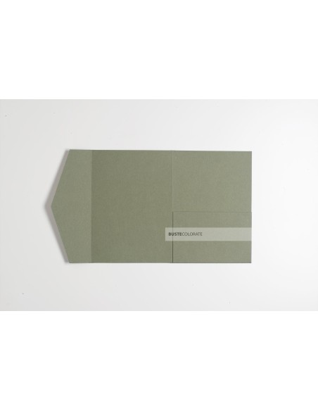 Partecipazione Stile Country con tasca laterlale 125x175 mm colore verde oliva