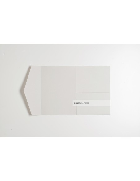 Partecipazione pocketfold con tasca laterale 125x175 mm colore Grigio chiaro