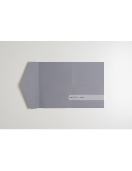 Partecipazione pocketfold con tasca laterale 125x175 mm colore Grigio