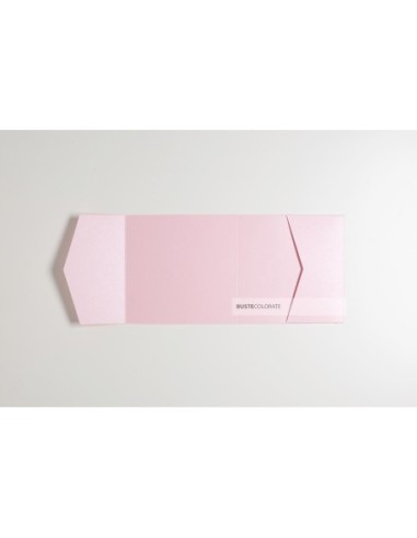 Partecipazione con Tasca 130x130 rosa quarzo