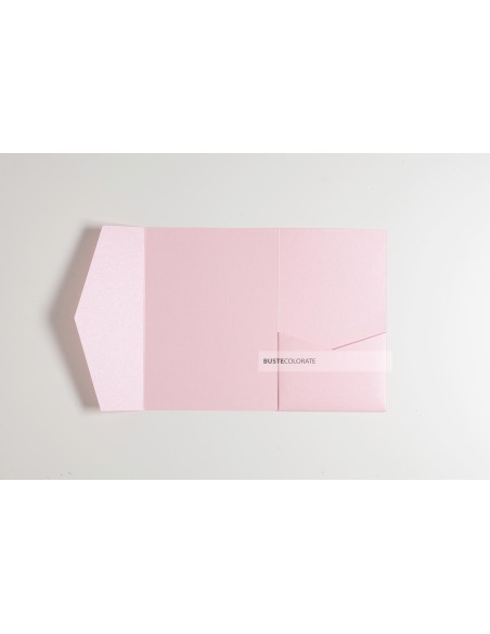 Busta pocketfold con tasca laterale 135x185 mm colore rosa