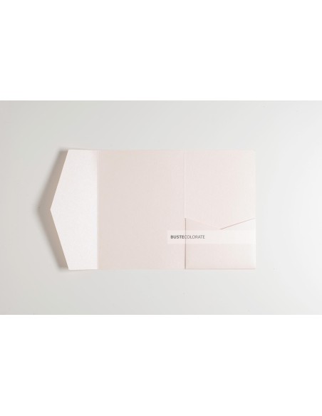 Busta pocketfold con tasca laterale 135x185 mm colore rosa cipria