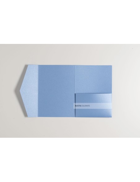 Partecipazione pocketfold con tasca laterale 125x175 mm colore azzurro